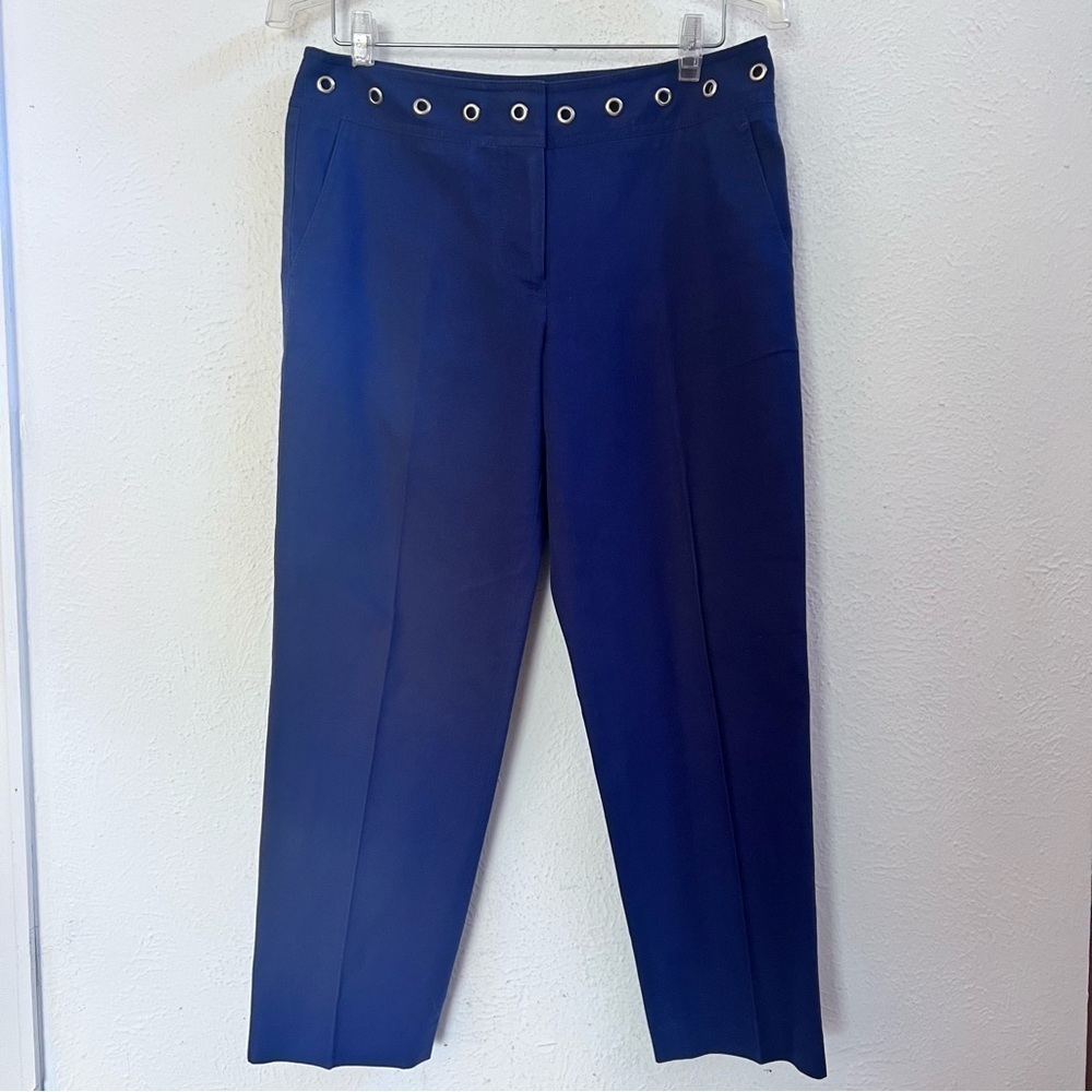 Talbots royal blue gold rivet waistband crop pants